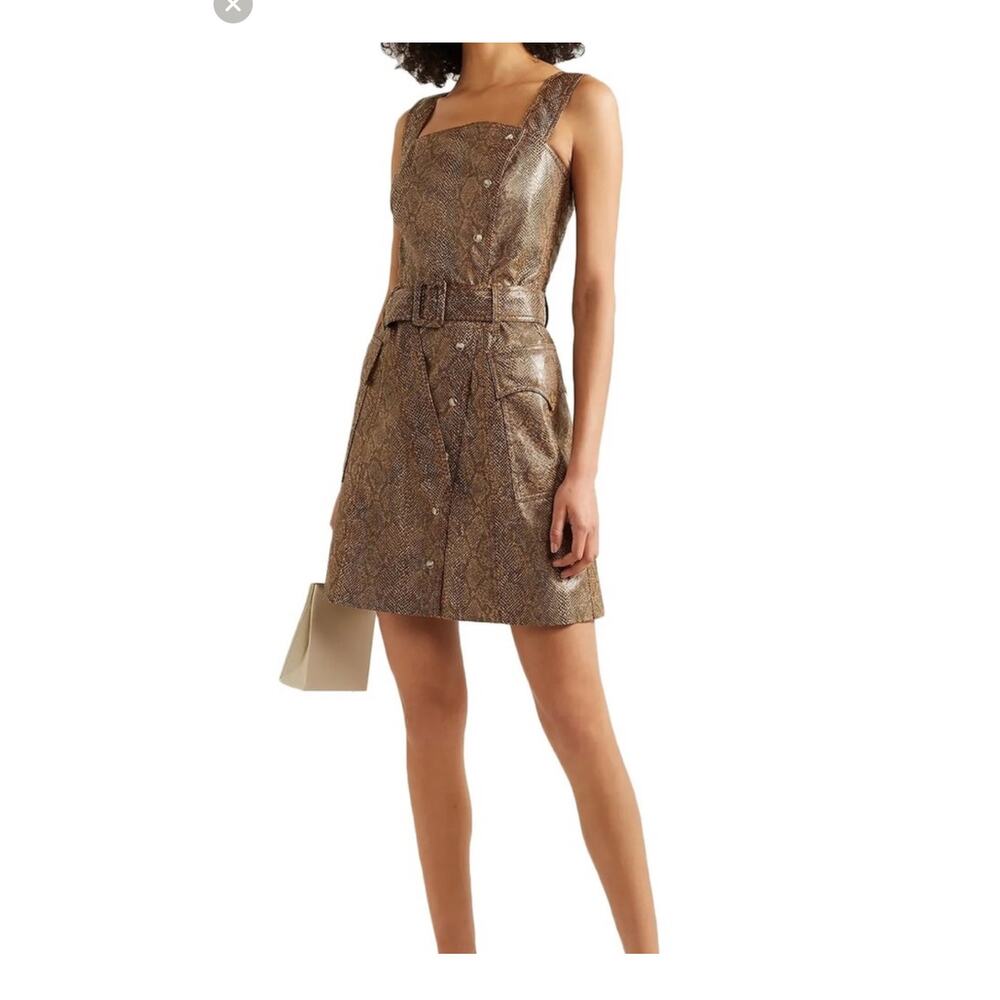 NANUSHKA Lorena Belted Snakeskin Print Vegan Mini Dress Size Small
